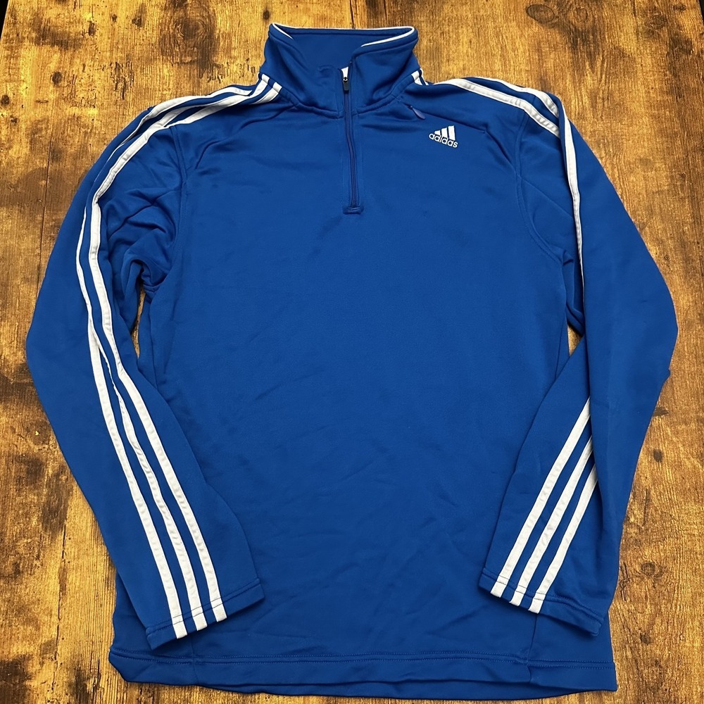 Adidas Men's Royal Blue 1/4 Zip Pullover Sweatshirt - Small